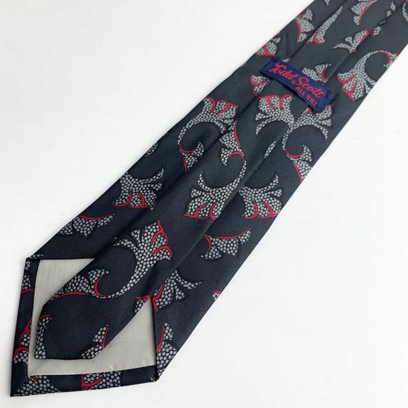 Todd Scott Neck Tie Black All Silk Graphic Print Men Accessory Neck Tie - Picture 2 of 4